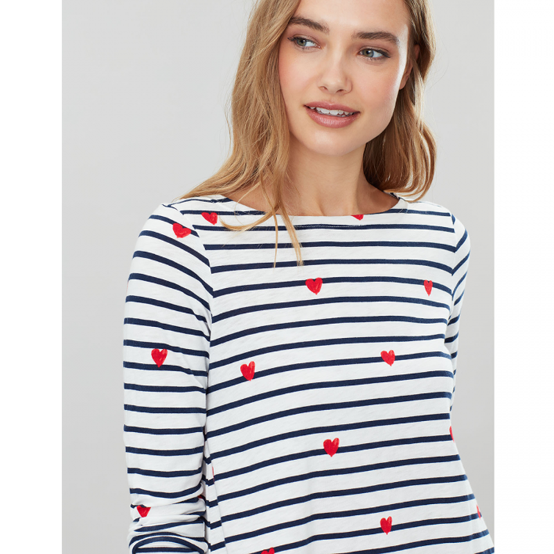 Joules Harbour Light Print Jersey Top - Heart Stripe-1