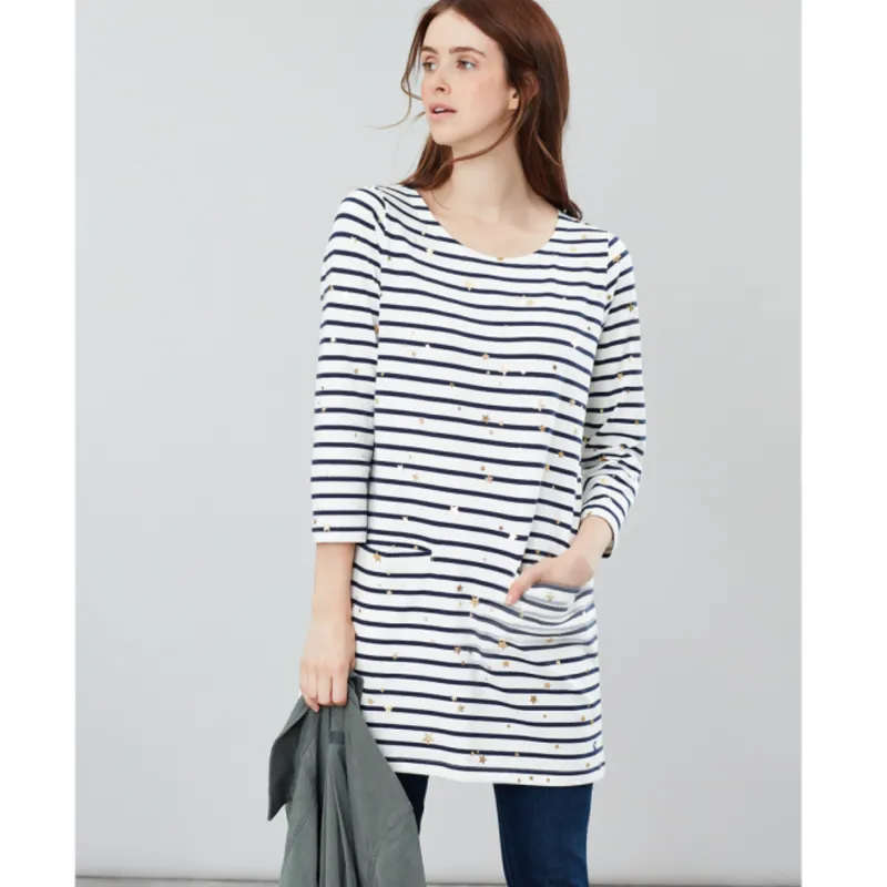Joules Quinn Ladies Printed Tunic - Rose Gold Star Stripe-1