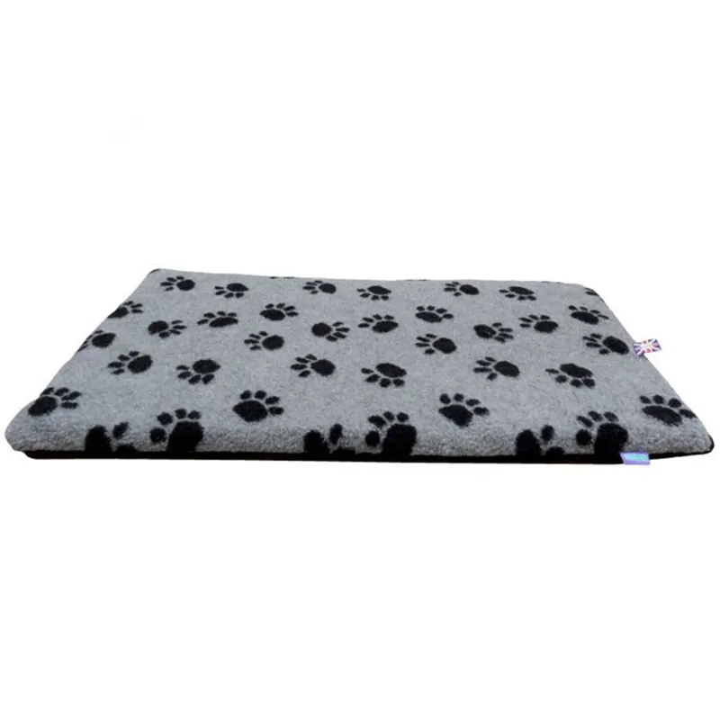 Hem and Boo Paws Fleece Crate Mat - Grey/Black