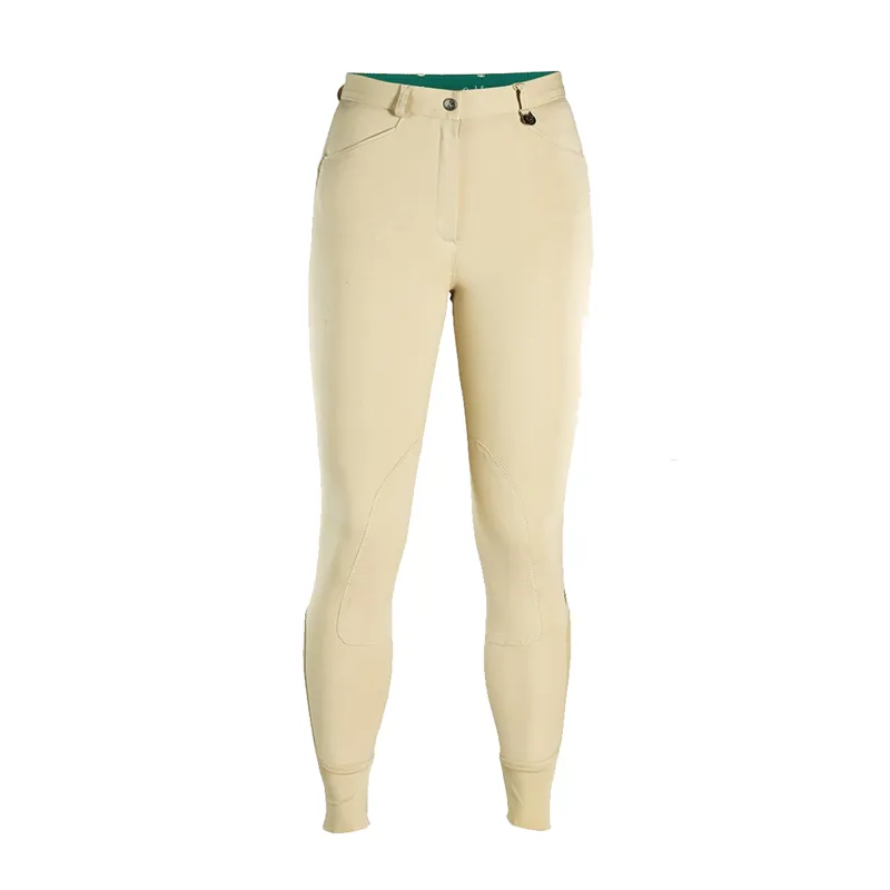 Caldene Aintree Mid Rise Self Fabric Knee Patch Breeches - Corn