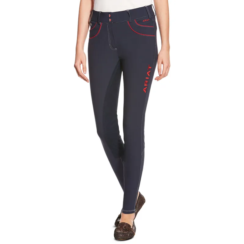 Ariat Ladies FEI Olympia Acclaim Full Seat Breeches - Navy/Red
