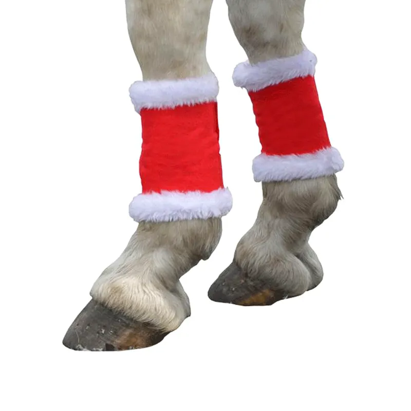 Hy Christmas Santa Horse Leg Wraps Set of 4 - Red/White