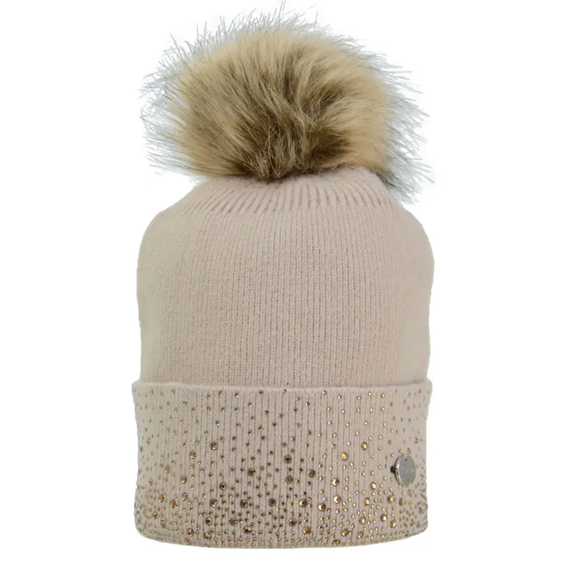 Hy Equestrian Two Toned Alaska Bobble Hat - Beige/Gold