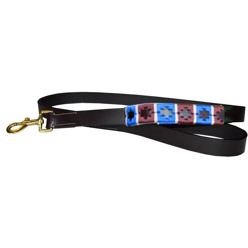 Chukka Polo Dog Lead 1.2m - Chocolate/Navy/Champagne