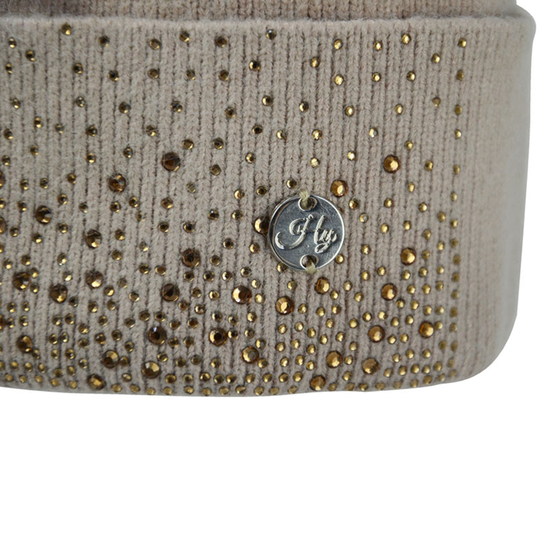 Hy Equestrian Two Toned Alaska Bobble Hat - Beige/Gold-1