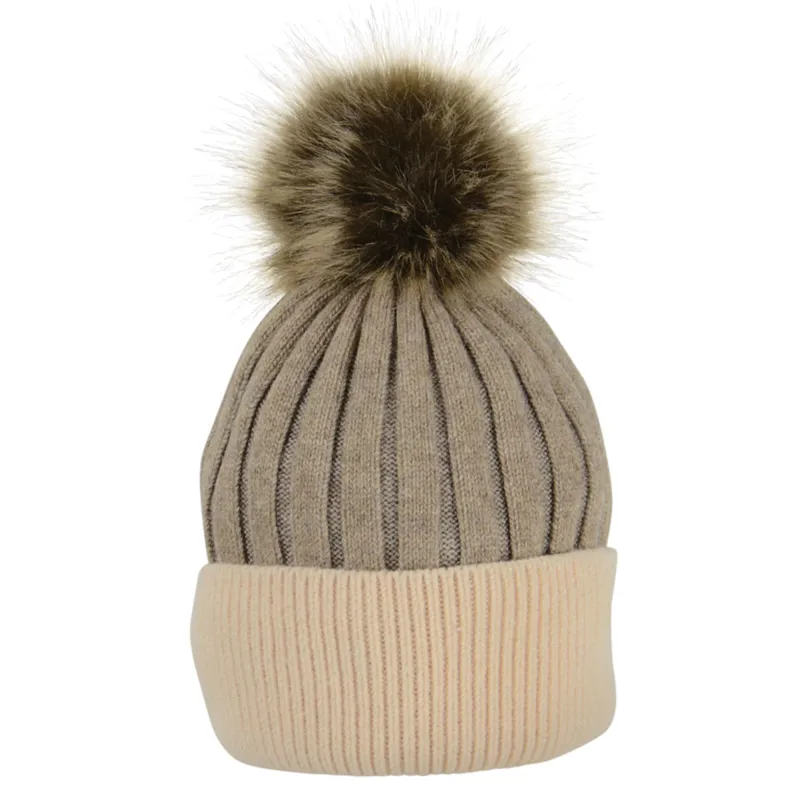 Hy Equestrian Luxembourg Luxury Bobble Hat - Toffee/Beige