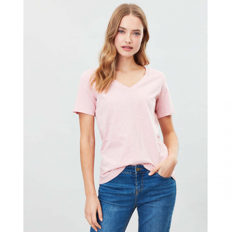 Joules Celina Drapey V Neck Top - Pale Pink-1