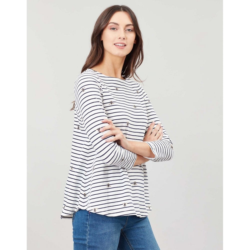 Joules Harbour Light Print Jersey Top - Bee Stripe-1