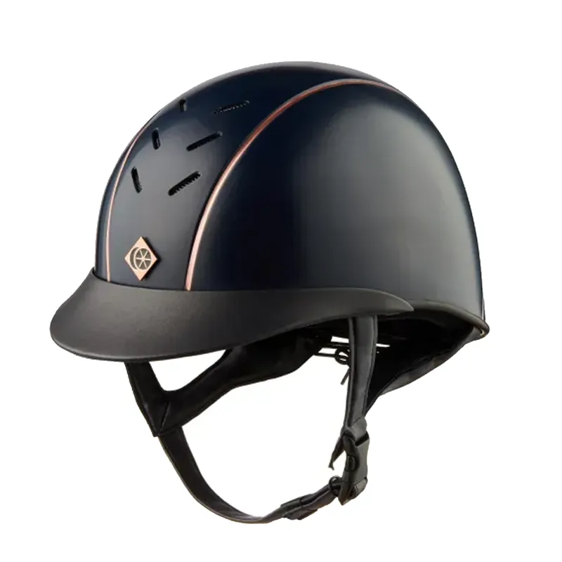Charles Owen Ayrbrush Pinstripe Helmet Riding Hat - Round - Black/Rose Gold Pinstripe