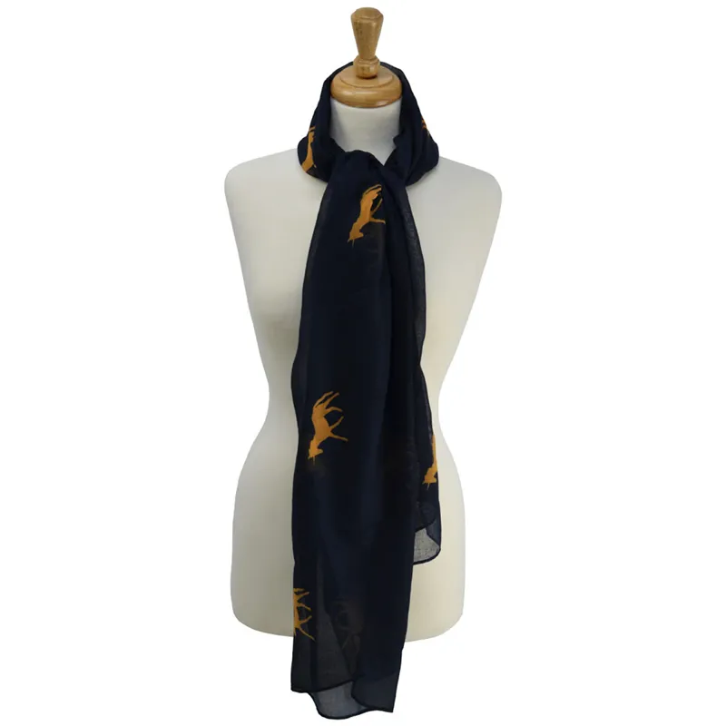 Hy Equestrian Unicorn Print Scarf - Navy/Gold