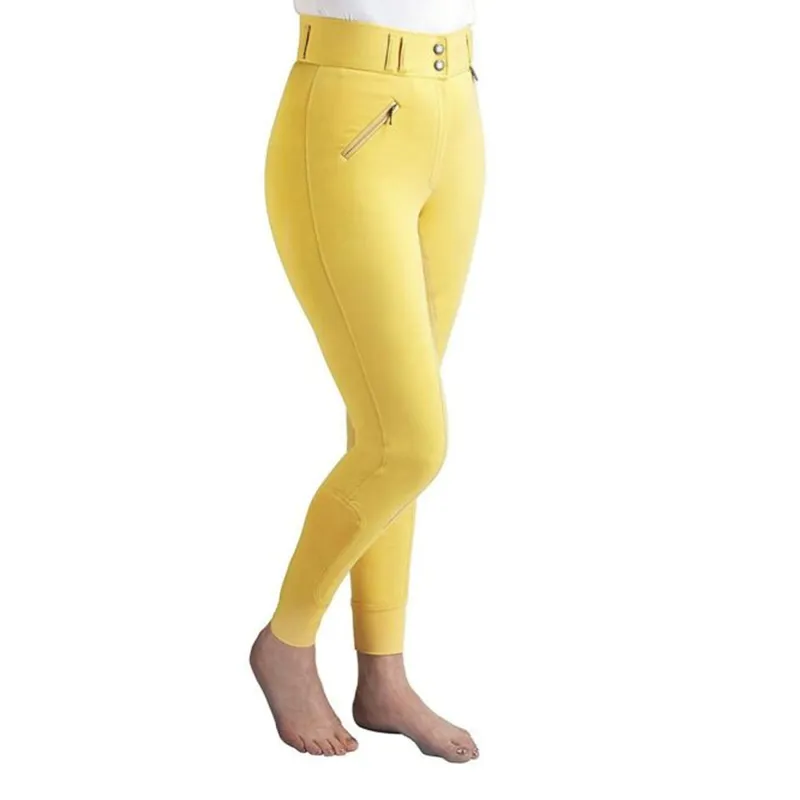Caldene Hartpury High Rise Full Seat Breeches - Canary