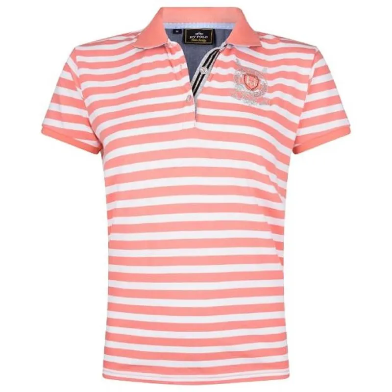 HV Polo Ariel Ladies Polo Shirt - Coral Pink/Optical White