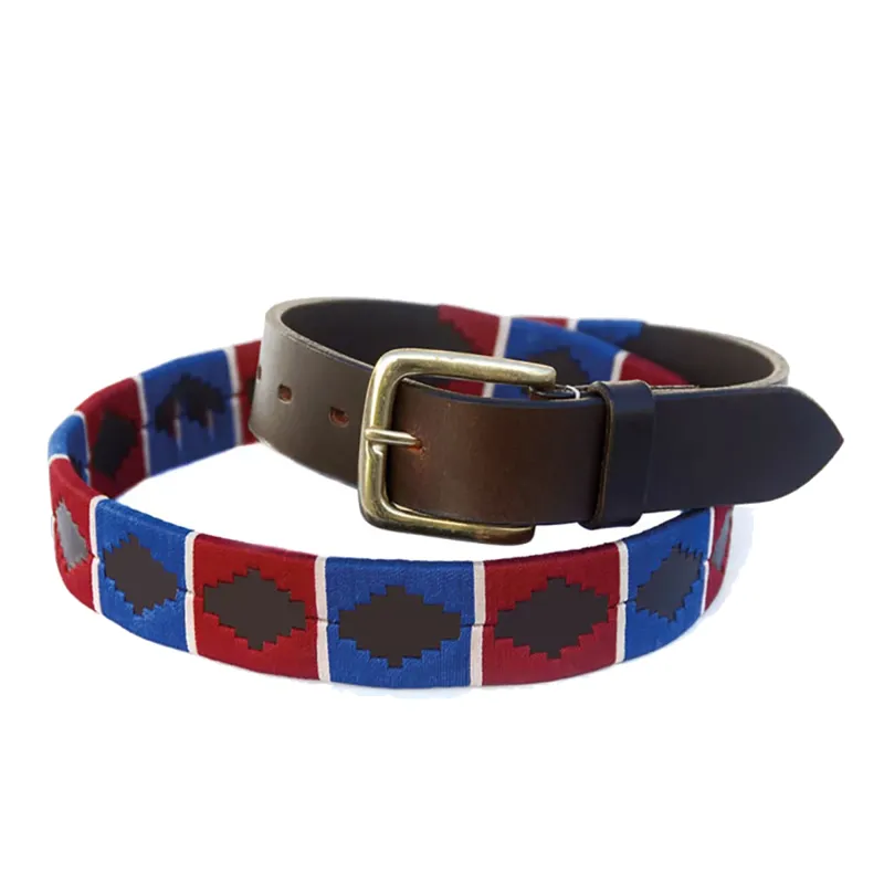 Chukka Rodrigo Polo Belt - Red/Navy/Champagne Stripe