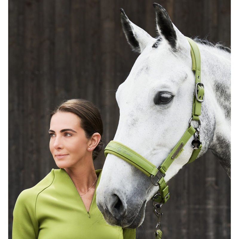 Eskadron Double Pin Faux Leather Headcollar Platinum AW24 - Moss Green-1