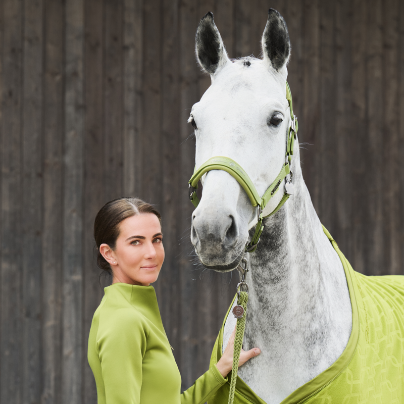 Eskadron Double Pin Faux Leather Headcollar Platinum AW24 - Moss Green-2