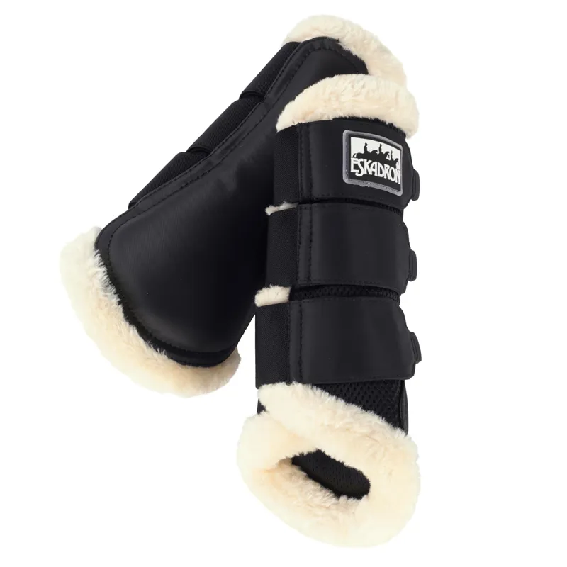 Eskadron Soft Mesh Faux Fur Tendon Boots - Black