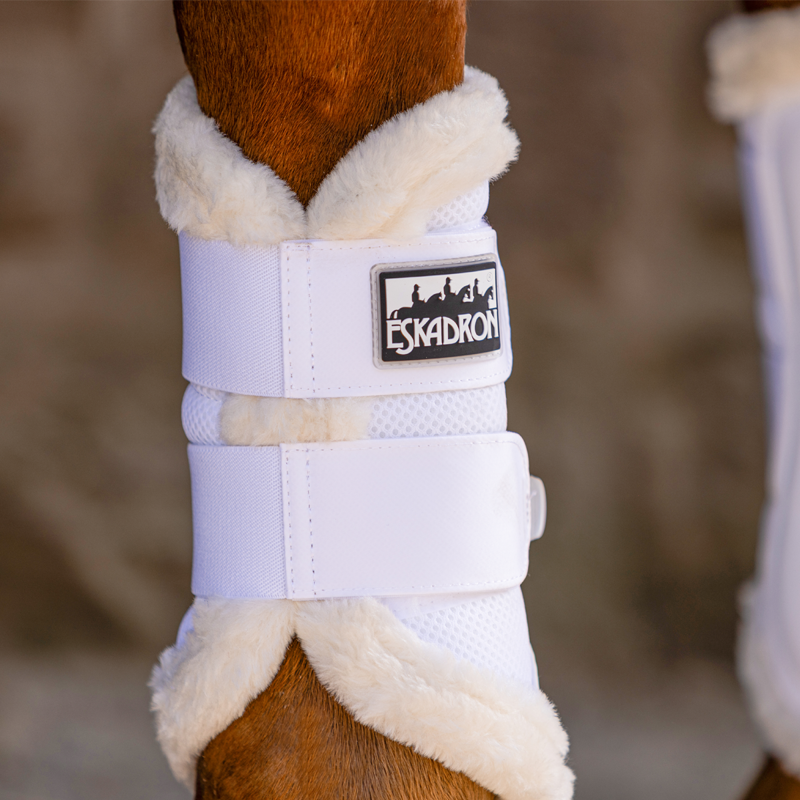 Eskadron Soft Mesh Faux Fur Tendon Boots - White-1