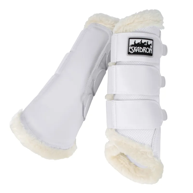Eskadron Soft Mesh Faux Fur Tendon Boots - White