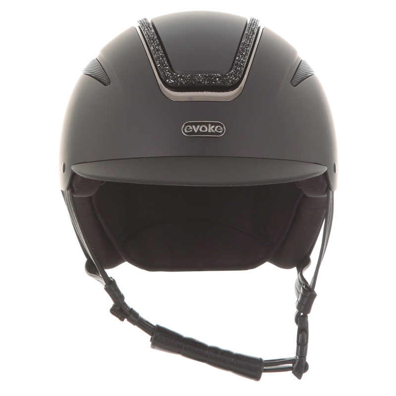 Evoke Callisto Classic Peak Riding Hat - Black/Black Crystal Frame-3