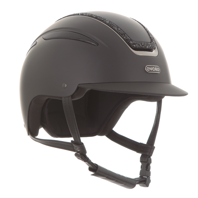 Evoke Callisto Classic Peak Riding Hat - Black/Black Crystal Frame-2