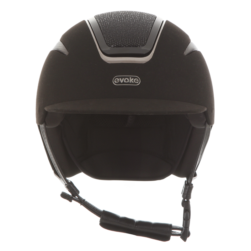 Evoke Callisto Classic Peak Riding Hat - Black Suede/Viper-3