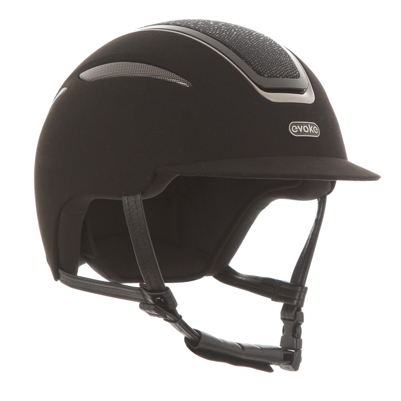 Evoke Callisto Classic Peak Riding Hat - Black Suede/Viper-1