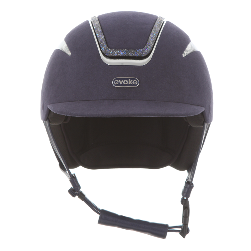 Evoke Callisto Classic Peak Riding Hat - Cool Blue Suede/Blue Crystal Frame-3