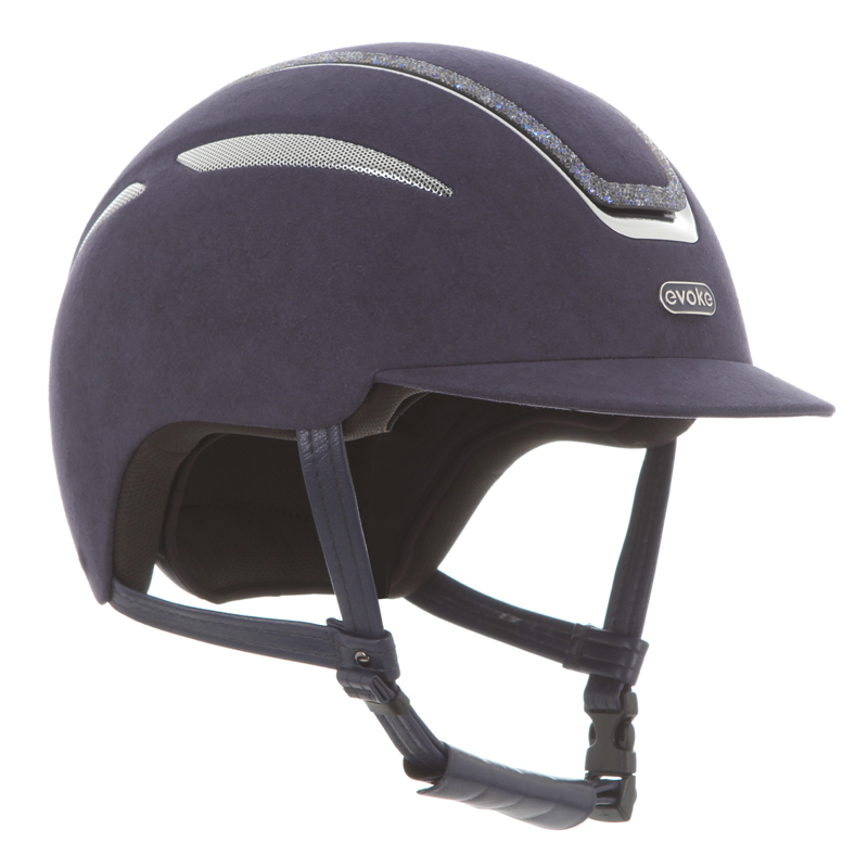 Evoke Callisto Classic Peak Riding Hat - Cool Blue Suede/Blue Crystal Frame-1