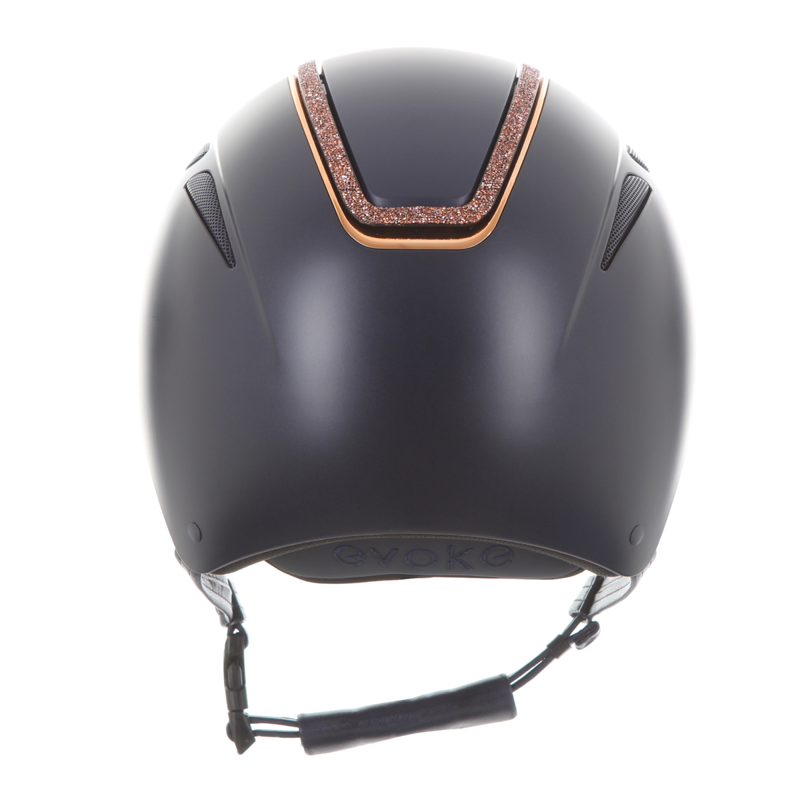 Evoke Callisto Classic Peak Riding Hat - Navy/Rose Gold Crystal Frame-2