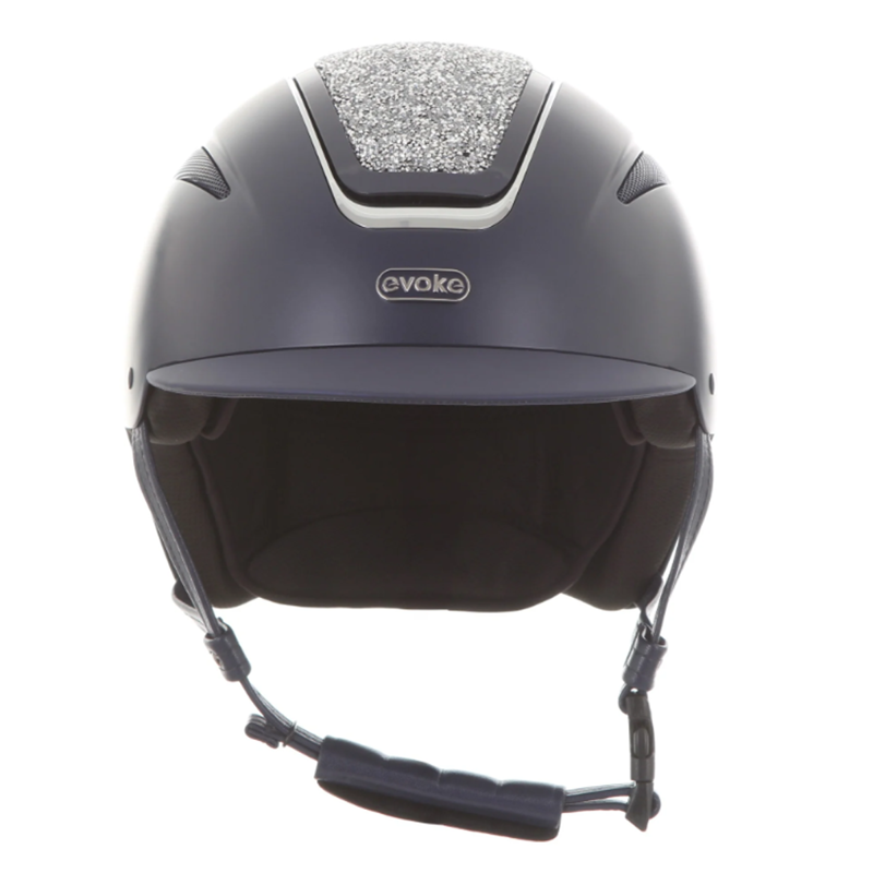 Evoke Callisto Classic Peak Riding Hat - Navy/Silver Crystal-2