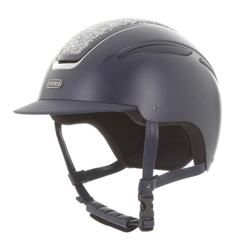 Evoke Callisto Classic Peak Riding Hat - Navy/Silver Crystal