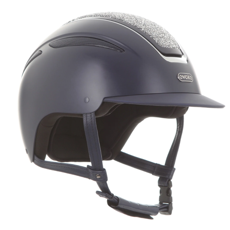 Evoke Callisto Classic Peak Riding Hat - Navy/Silver Crystal-1