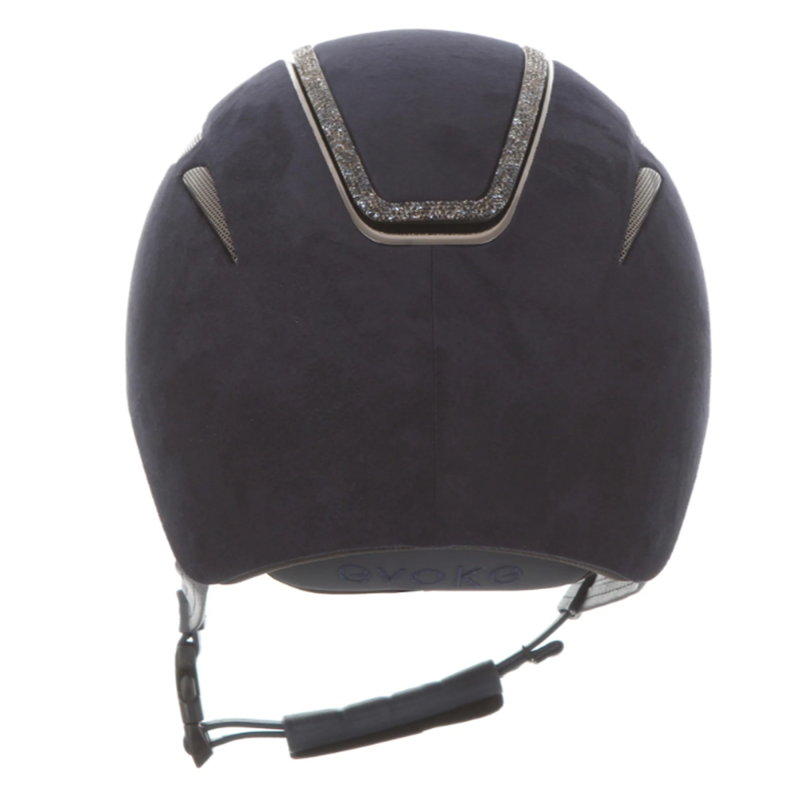 Evoke Callisto Classic Peak Riding Hat - Navy Suede/Steel Crystal Frame-3