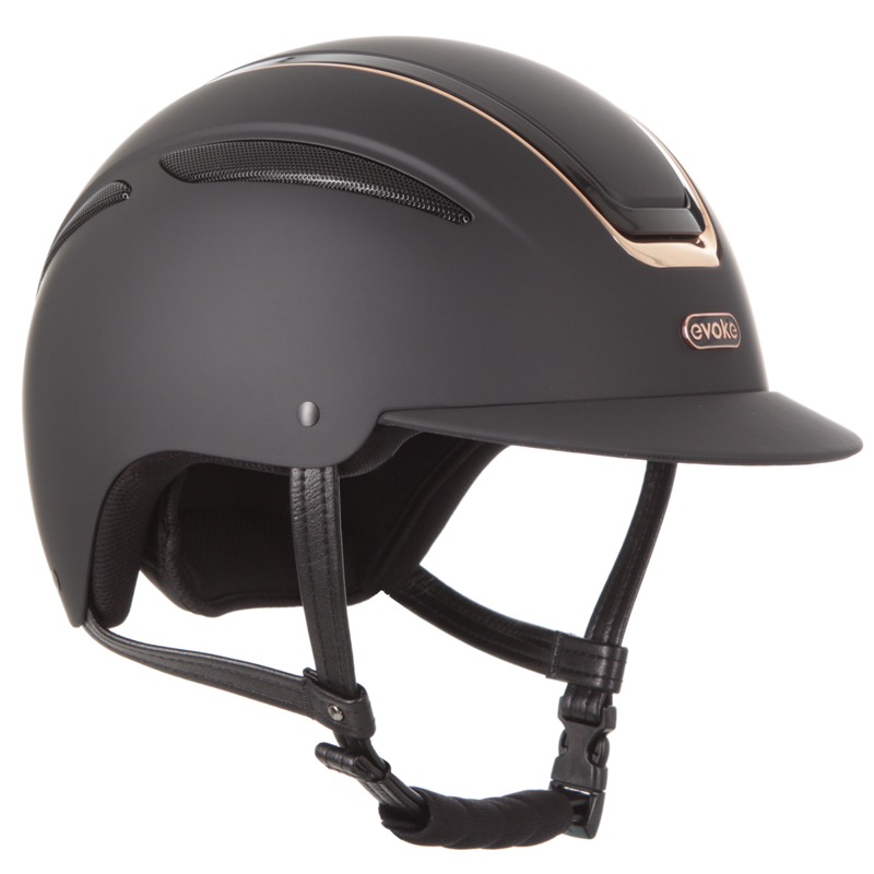 Evoke Callisto MIPS Classic Peak Riding Hat - Black/Rose Gold-1