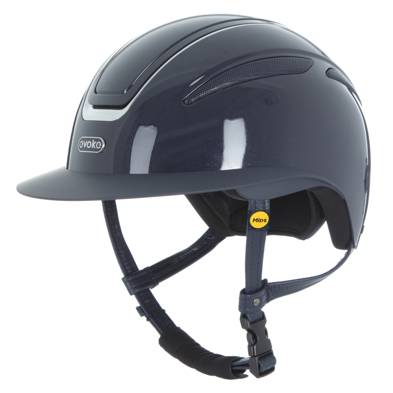 Evoke Callisto MIPS Wide Peak Riding Hat - Navy Metallic/Chrome