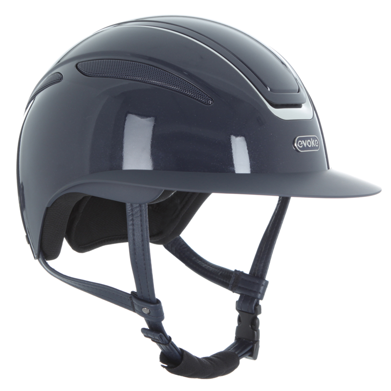 Evoke Callisto MIPS Wide Peak Riding Hat - Navy Metallic/Chrome-3
