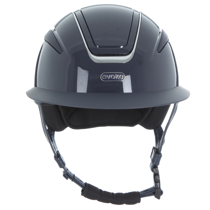Evoke Callisto MIPS Wide Peak Riding Hat - Navy Metallic/Chrome-1