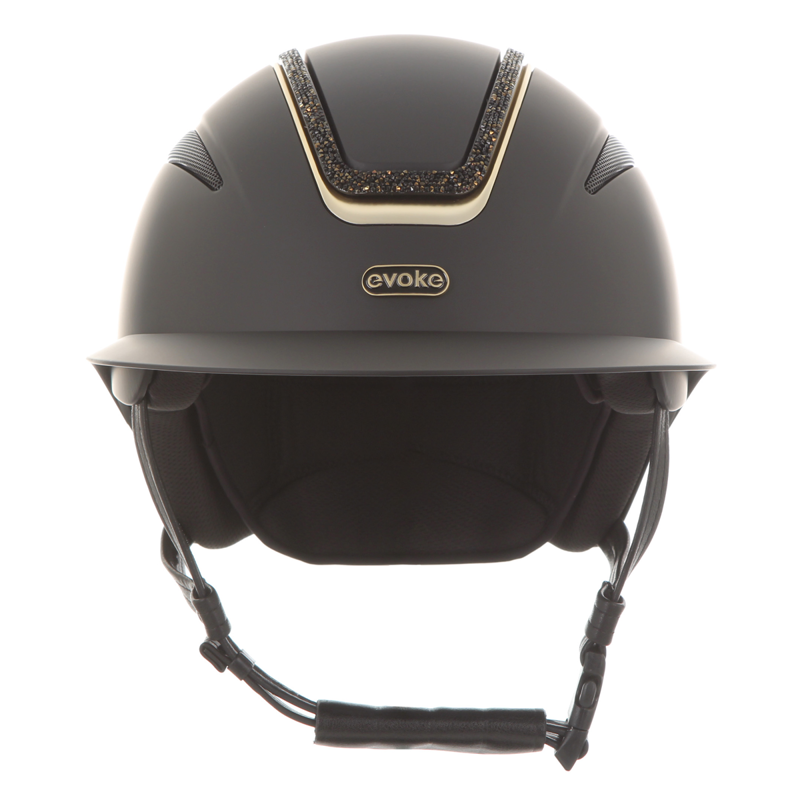 Evoke Callisto Wide Peak Riding Hat - Black/Gold Crystal Frame-2