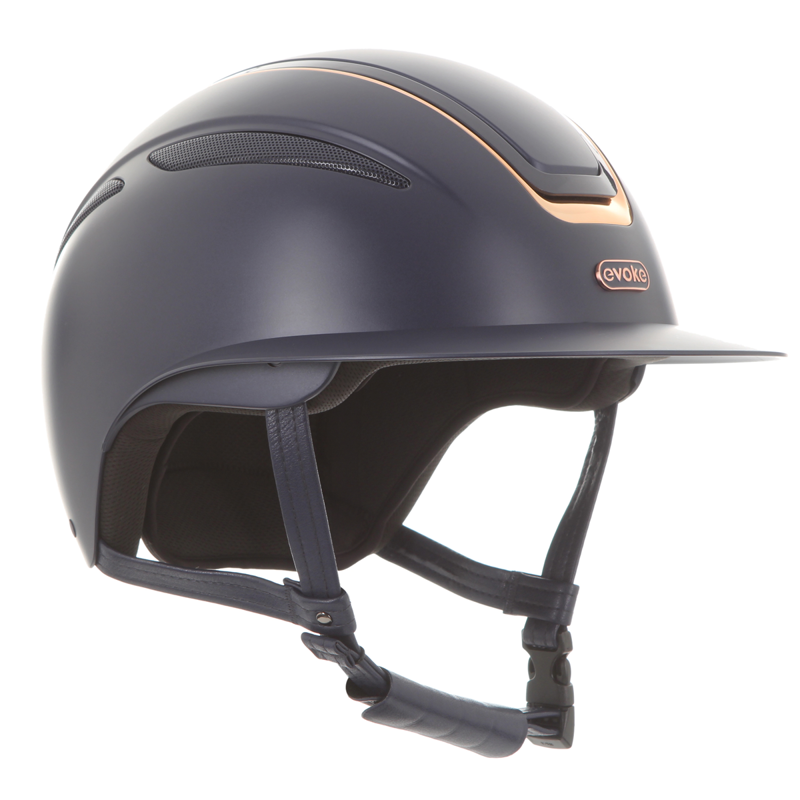 Evoke Callisto Wide Peak Riding Hat - Navy/Rose Gold-2