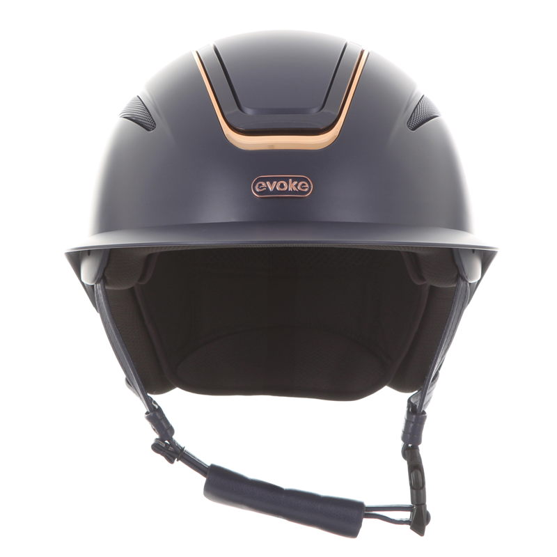 Evoke Callisto Wide Peak Riding Hat - Navy/Rose Gold-1