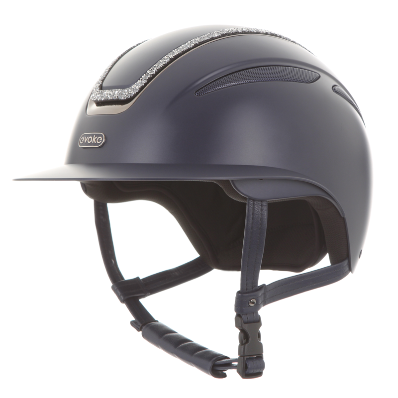 Evoke Callisto Wide Peak Riding Hat - Navy/Silver Crystal Frame