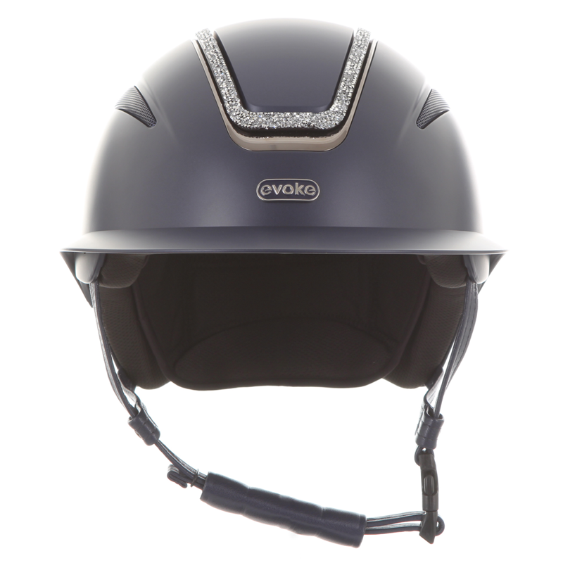 Evoke Callisto Wide Peak Riding Hat - Navy/Silver Crystal Frame-2