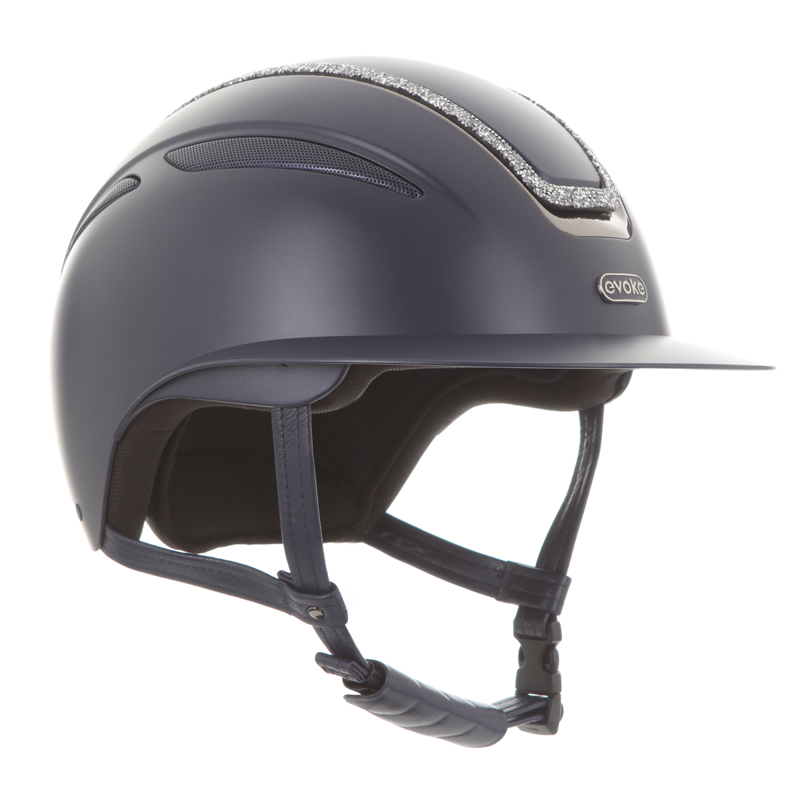 Evoke Callisto Wide Peak Riding Hat - Navy/Silver Crystal Frame-1