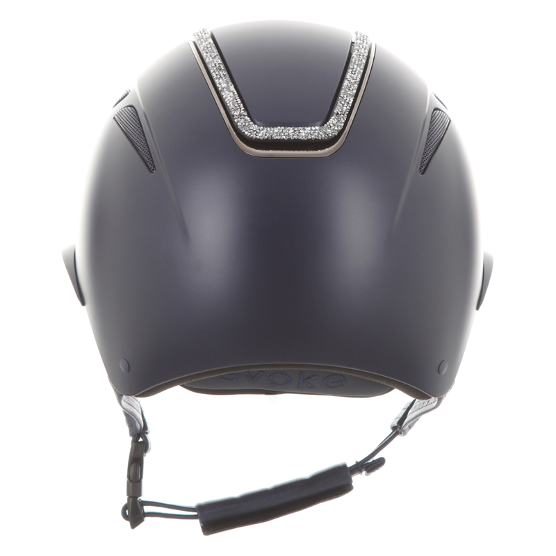 Evoke Callisto Wide Peak Riding Hat - Navy/Silver Crystal Frame-3