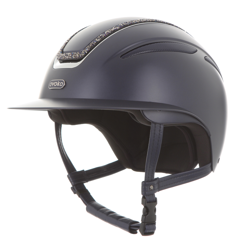 Evoke Callisto Wide Peak Riding Hat - Navy/Navy Crystal Frame