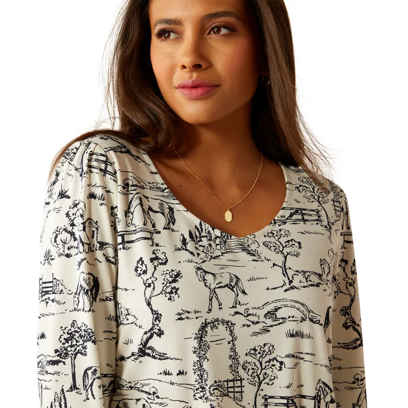 Ariat Women's Nellore Long Sleeve T-Shirt - Toile Scene Print-2