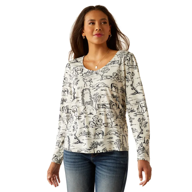 Ariat Women's Nellore Long Sleeve T-Shirt - Toile Scene Print