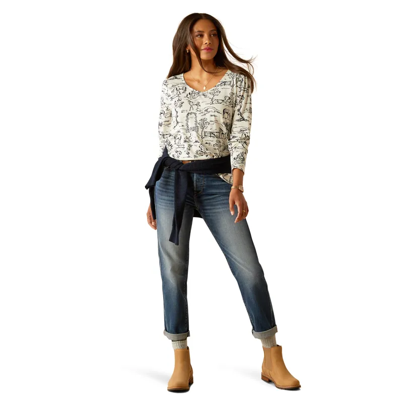 Ariat Women's Nellore Long Sleeve T-Shirt - Toile Scene Print-3