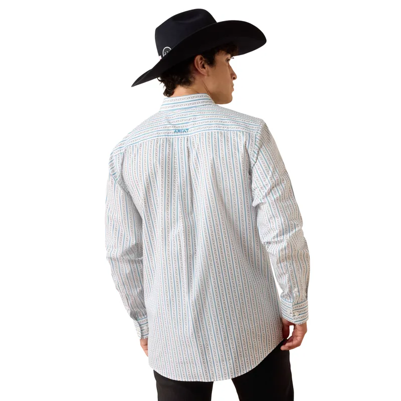 Ariat Men's Crow Fitted Shirt - White Longhorn Stripe-1