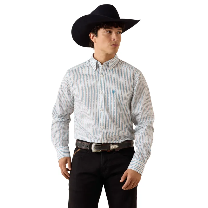 Ariat Men's Crow Fitted Shirt - White Longhorn Stripe
